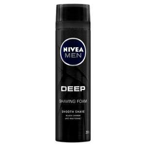 Amazon: NIVEA MEN Espuma para Afeitar Deep (200 ml) Antibacterial con Carbón Activo y fragancia masculina para una afeitada suave y al ras