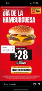 McDonalds: Cuarto de libra en $28 durante el Día de la Hamburugesa