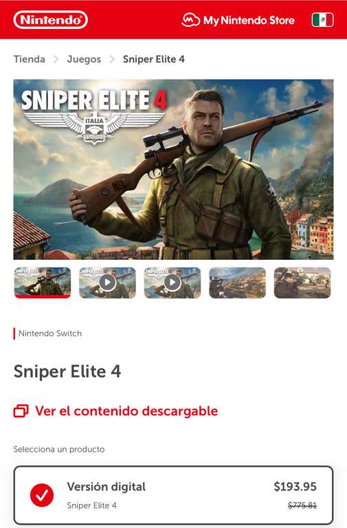 Nintendo Switch eShop USA - Sniper Elite 4