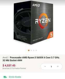 Linio: Procesador AMD Ryzen 5 5600X 6 Core 3.7 GHz 32 Mb Socket AM4 + 10% Adicional de descuento