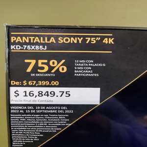 El Palacio de Hierro: Remate Pantalla Sony 75" 4k