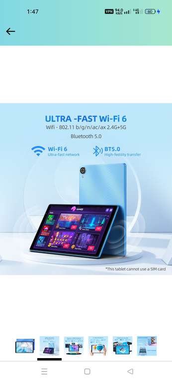 Amazon: TECLAST Android 12 Tablet P25T 10 Pulgadas, 3GB RAM+64GB ROM Wi-Fi 6 Quad Core 1.8GHz