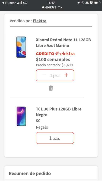 Elektra: Redmi Note 11 + Tegalo TCL 30 + Aplica compra en linea con varias formas de pago