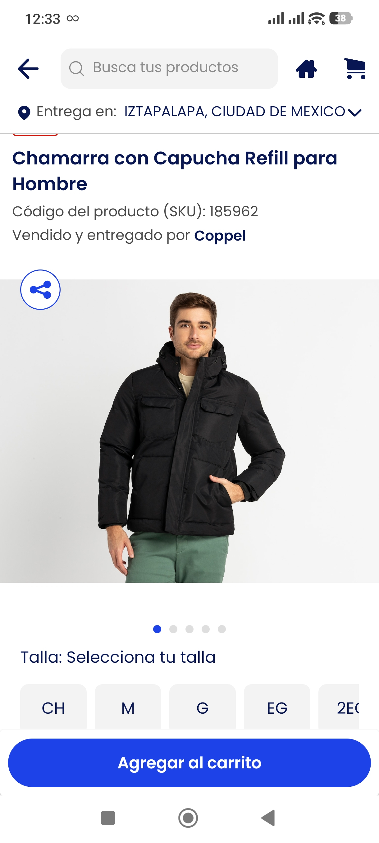 Coppel Chamarra con Capucha Refill para Hombre