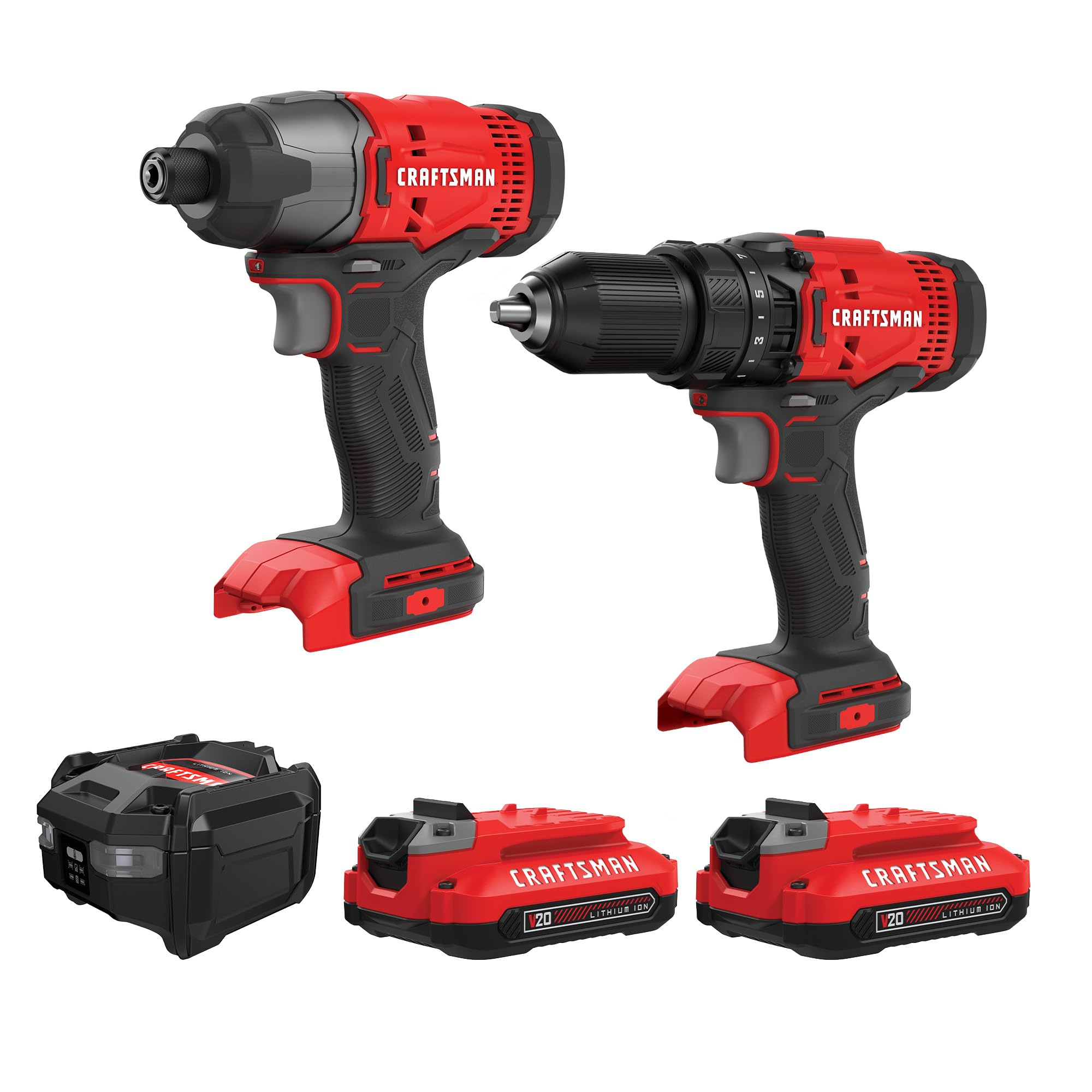 Amazon: CRAFTSMAN Kit Taladro Inalámbrico y Atornillador Impacto 20V | CMCK200C2 | con DiDi