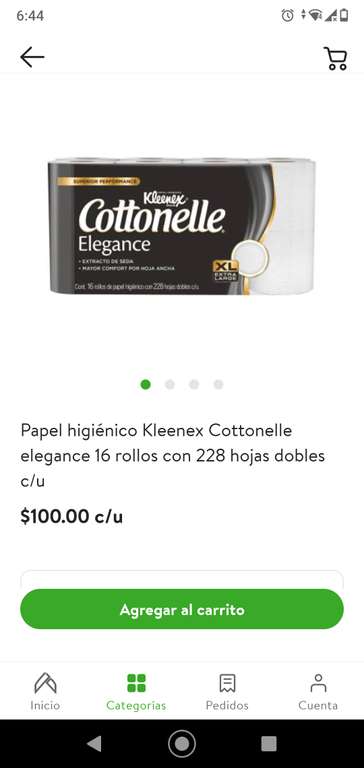 Despensa Aurrera - Papel higiénico cottonelle 16 $100 rollos