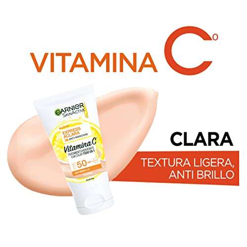 Amazon: Garnier Crema Hidratante T con protección solar FPS50 y Vitamina C | Planea y Ahorra, envío gratis con Prime