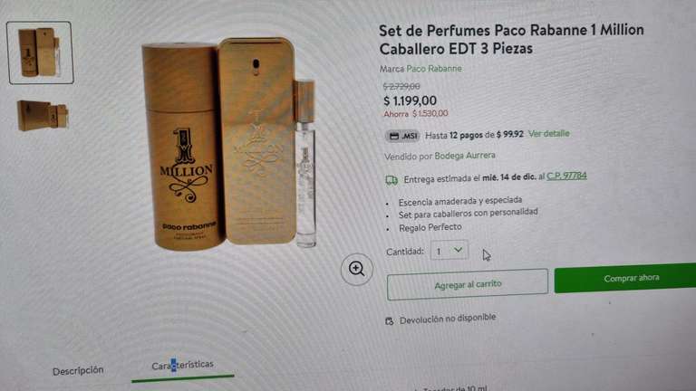 Bodega Aurrera: Kit perfume One million