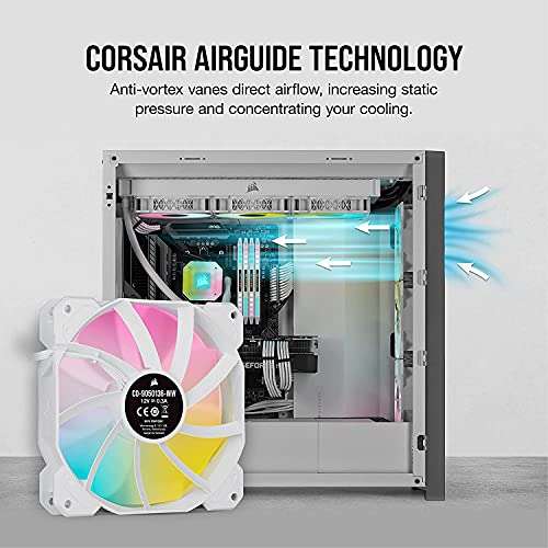Amazon: Corsair SP120 RGB Elite Performance 120 mm Blanco PWM ($333.10 c/u si compras 2)