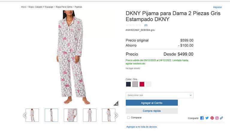 Costco: DKNY Pijama para Dama 2 Piezas DKNY 4 modelos y TODAS LAS TALLAS