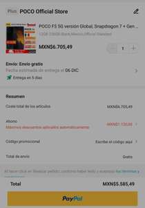 AliExpress: Celular Poco F5 12GB+256GB enviado desde México