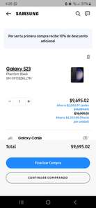 Samsung Store: Celular Samsung Galaxy S23 128 GB | $9695 siendo 1a compra