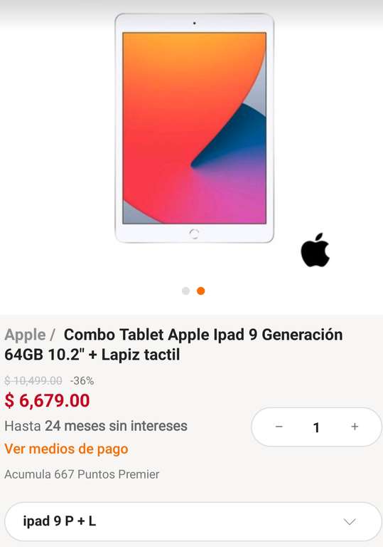 Linio: Apple / Combo Tablet Apple Ipad 9 Generación 64GB 10.2" + Lapiz tactil