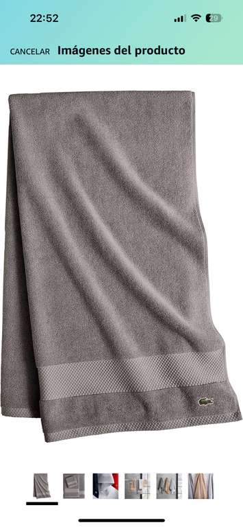 Amazon: toalla para la secasion Lacoste Heritage Supima - Toalla de baño de algodón, meteorito, 35 x 70 Pulgadas