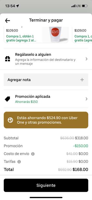 Uber eats: Goys burgers Santa Fe | 2 hamburguesas + 2 malteadas por $168