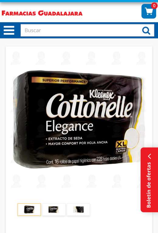 Farmacias Guadalajara: Papel Higiénico Kleenex Cottonelle Elegance Extracto de Seda XL, 16 pzas.