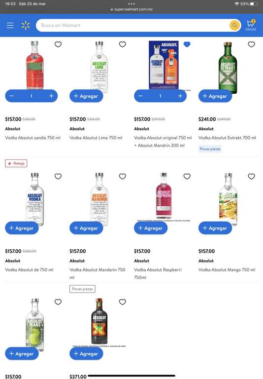 Walmart super promoción de vodka absolut