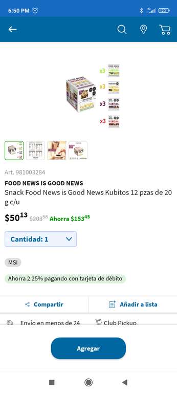 Sam's Club: Snack Food News is Good News Kubitos 12 pzas de 20 g c/u