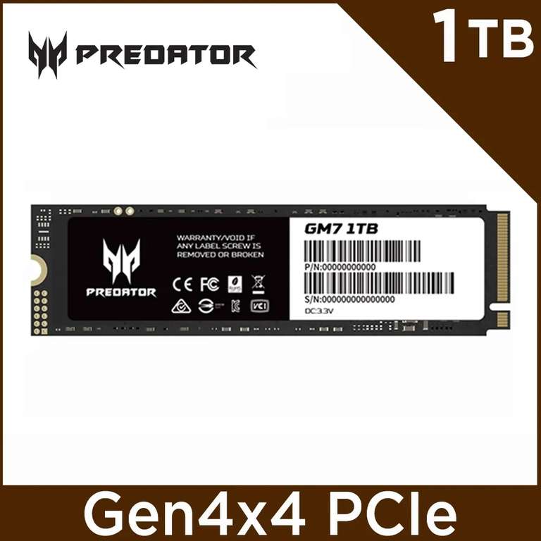 Cyberpuerta: SSD Acer Predator GM7 NVMe, 1TB, 7200 MB/s
