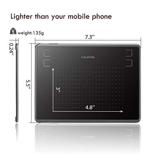 Amazon: HUION Inspiroy H430P Tableta Gráfica Drawing Tablet de 4.8 x 3 Pulgadas con Pen sin Batería