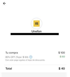 MercadoPago recarga celular de $100 con 80% de descuento, tope $60, no aplica TELCEL