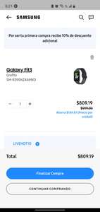 Samsung Store: Smartband Galaxy Fit 3 - $809.19 siendo 1a compra