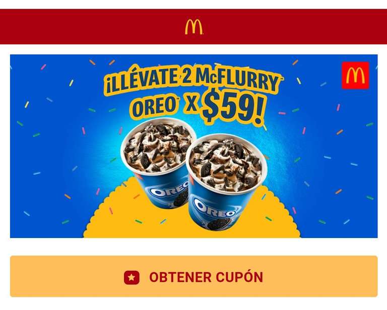 McDonald's: Cupón 2 McFlurry oreo por $59