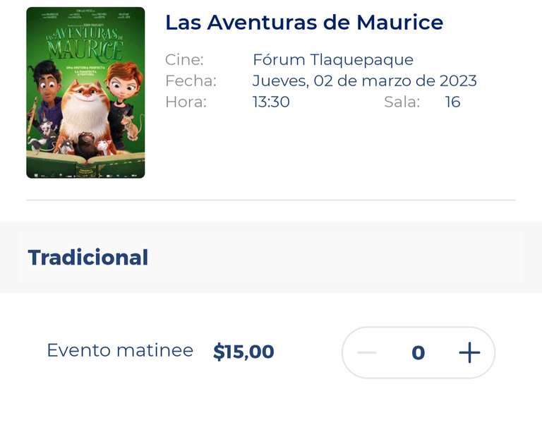 Cinépolis: Película "Las Aventuras de Maurice" precio matinee
