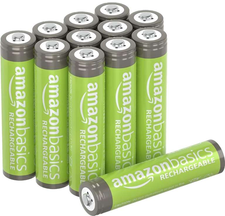 Amazon Basics - Paquete de 12 baterías recargables AAA Performance 800 mAh, precargadas, recarga hasta 1000 veces