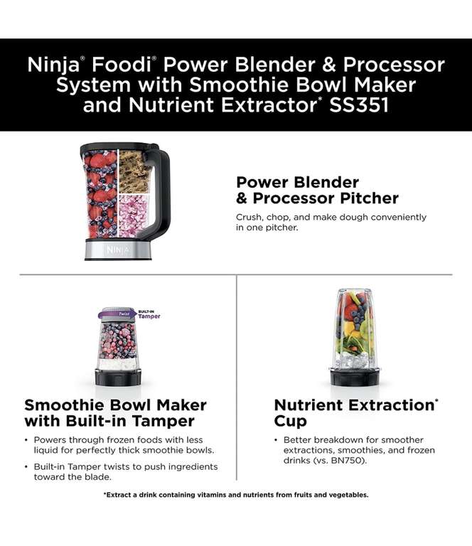 Amazon: Ninja - SS351 Foodi Licuadora potente y sistema para batidos, color plateado | Envío gratis con Prime