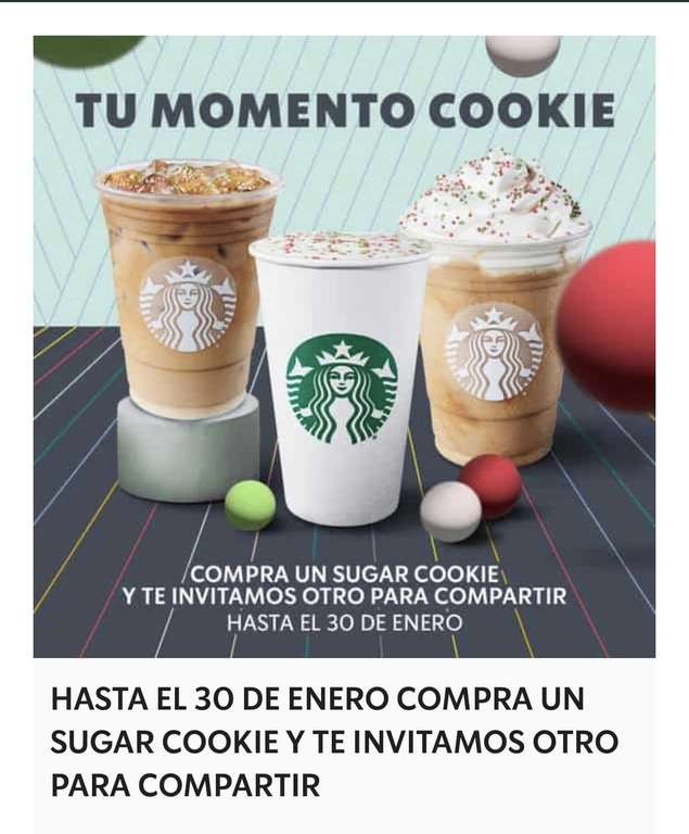 Starbucks - 2x1 en la bebida Sugar Cookie latte, helado o frappuccino