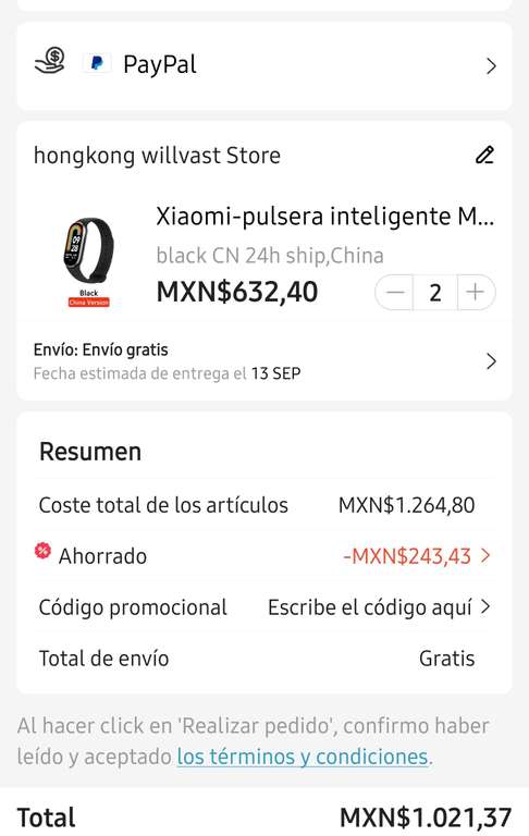 AliExpress - Xiaomi Mi Band 8 (comprando 2)