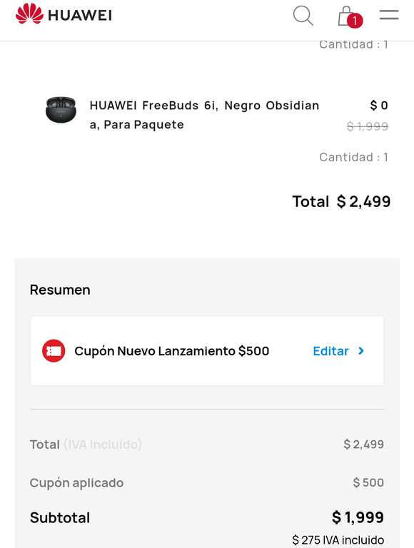 Huawei Store: 2 audífonos Freebuds 6i