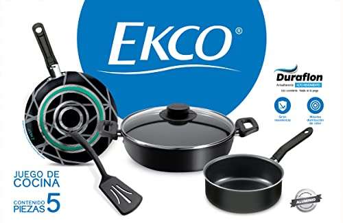 Amazon: Ekco 84240 5 Pack de Cocina Photopaint Sense, Color Negro con Antiadherente Duraflon