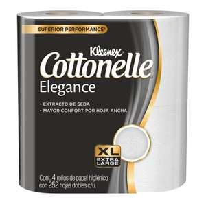 BODEGAAURRERA - Papel higiénico Kleenex Cottonelle elegance 4 rollos con 252 hojas dobles c/u(DEPENDE CIUDAD DISPONIBILIDAD)