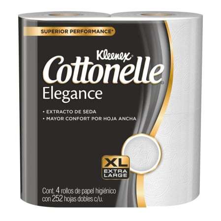 BODEGAAURRERA - Papel higiénico Kleenex Cottonelle elegance 4 rollos con 252 hojas dobles c/u(DEPENDE CIUDAD DISPONIBILIDAD)
