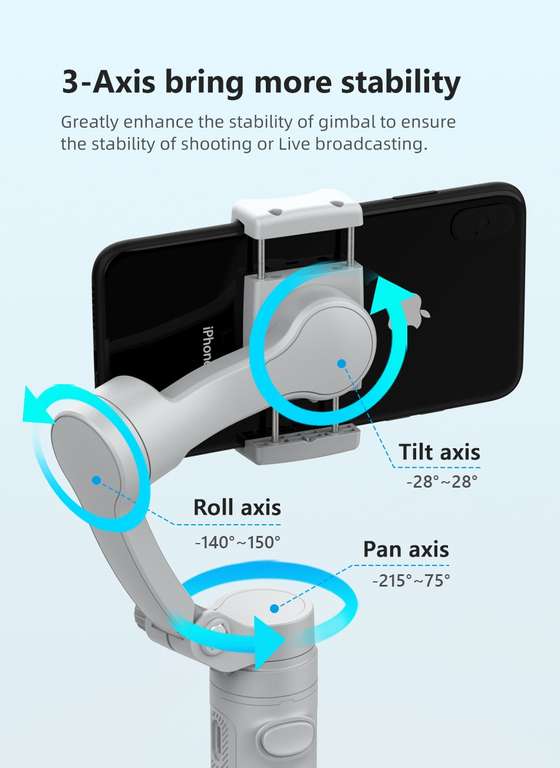 Aliexpress: Axnen HQ3 Gimbal de Mano Plegable para Smartphone, Estabilizador de Grabación de 3 Ejes