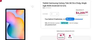 Office Depot: Tablet Samsung Galaxy Tab S6 Lite 10.4 Pulg. 64 GB, 4GB RAM