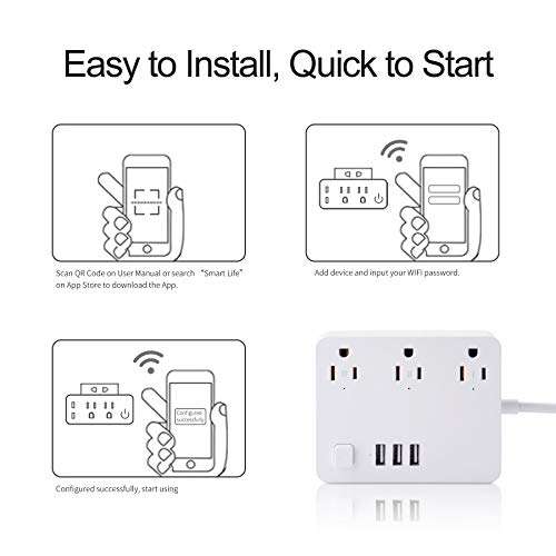 Amazon: Enchufe Inteligente WiFi compatible con Alexa | 3 Salidas, 3 Puertos USB | Marcar casilla de cupón