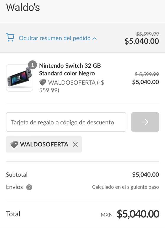 Waldo's: Nintendo Switch 32gb Standard gris