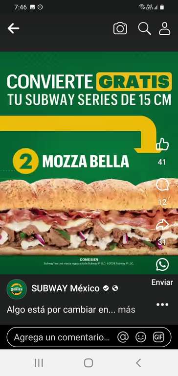 Subway: Convierte gratis tu subway 15 cm a footlong | Únicamente el día 30 de cada mes