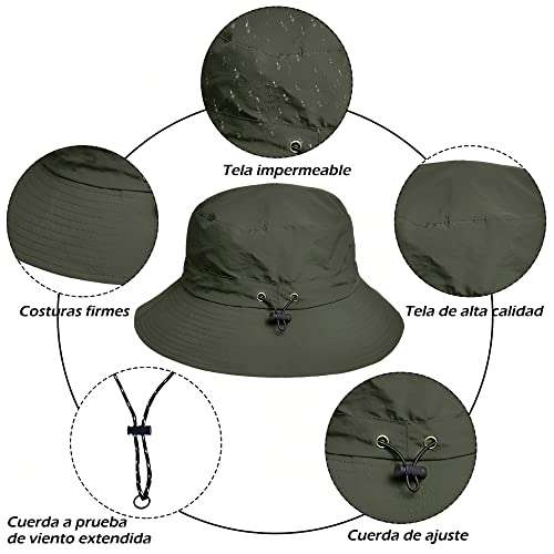 AMAZON: Sombrero unisex impermeable plegable, colores negro, verde y rosa