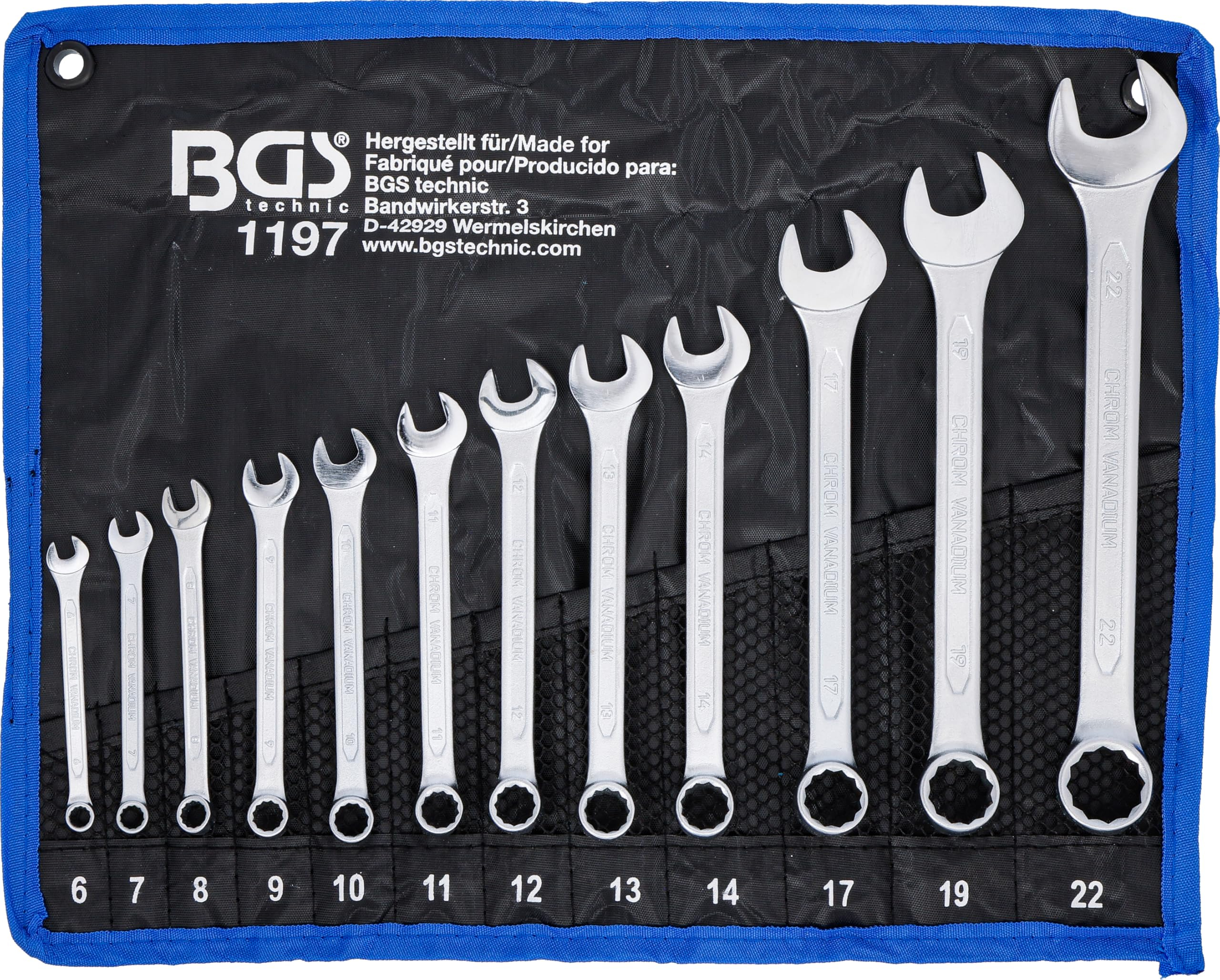 AMAZON: BGS 1197 Juego de llaves combinadas, plata, 6-22 mm, 12 piezas