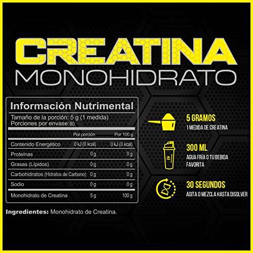 Amazon: FORZAGEN | Creatina Monohidrato | 100% Monohidrato de Creatina | 400 g | 80 Servicios | Sin Sabor