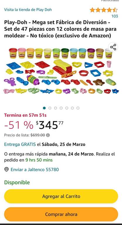 Amazon: Play-Doh - Mega set Fábrica de Diversión - Set de 47 piezas
