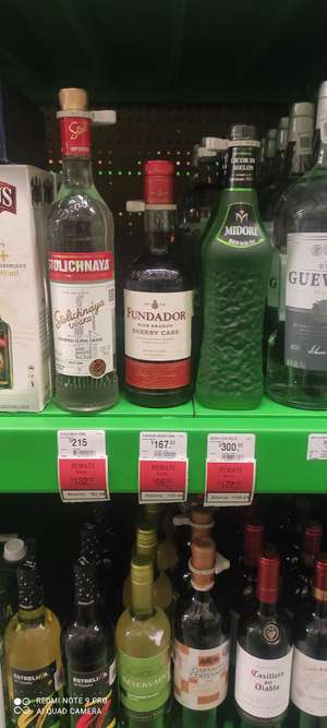 Bodega Aurrera: Botellas de licor de melón, vodka y brandy en oferta | ejemplo: Licor de melón Midori