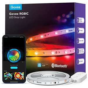 Amazon - Govee Tira LED 5 Metros, LED RGBIC Bluetooth con Effecto de Arco Iris, Modo de Música y Escena 16 Milliones de Colores
