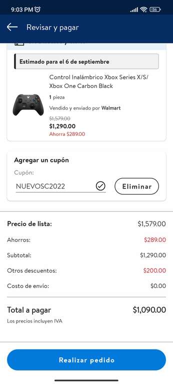 Walmart: Control Inalámbrico Xbox Series X/s