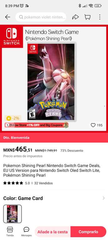 AliExpress: Pokémon Shining pearl (FISICO)