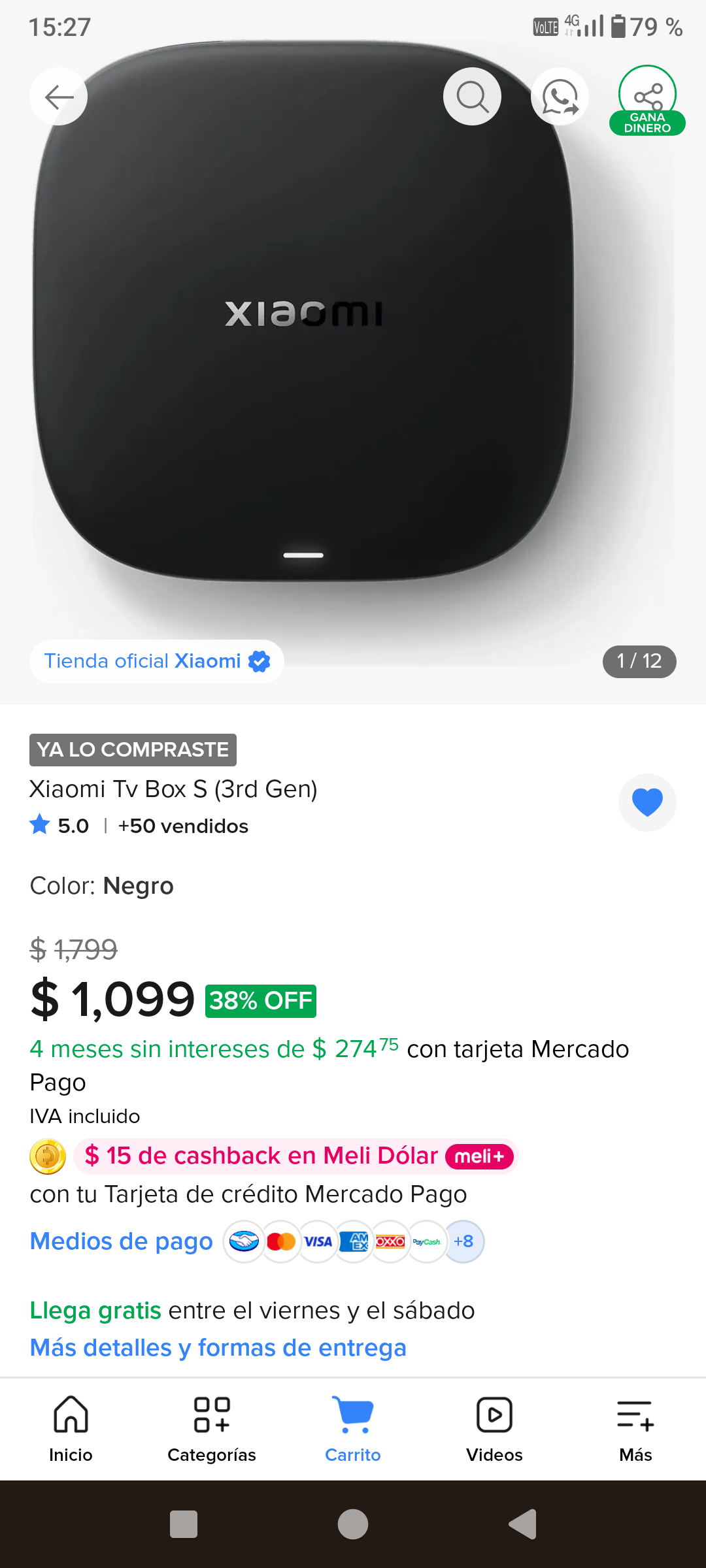Mercado libre: Xiaomi Mi Tv Box s 3ra generación. Leer descripción